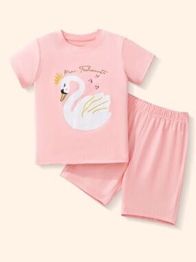 Children's Swan Short Sleeve Tee and Shorts Set